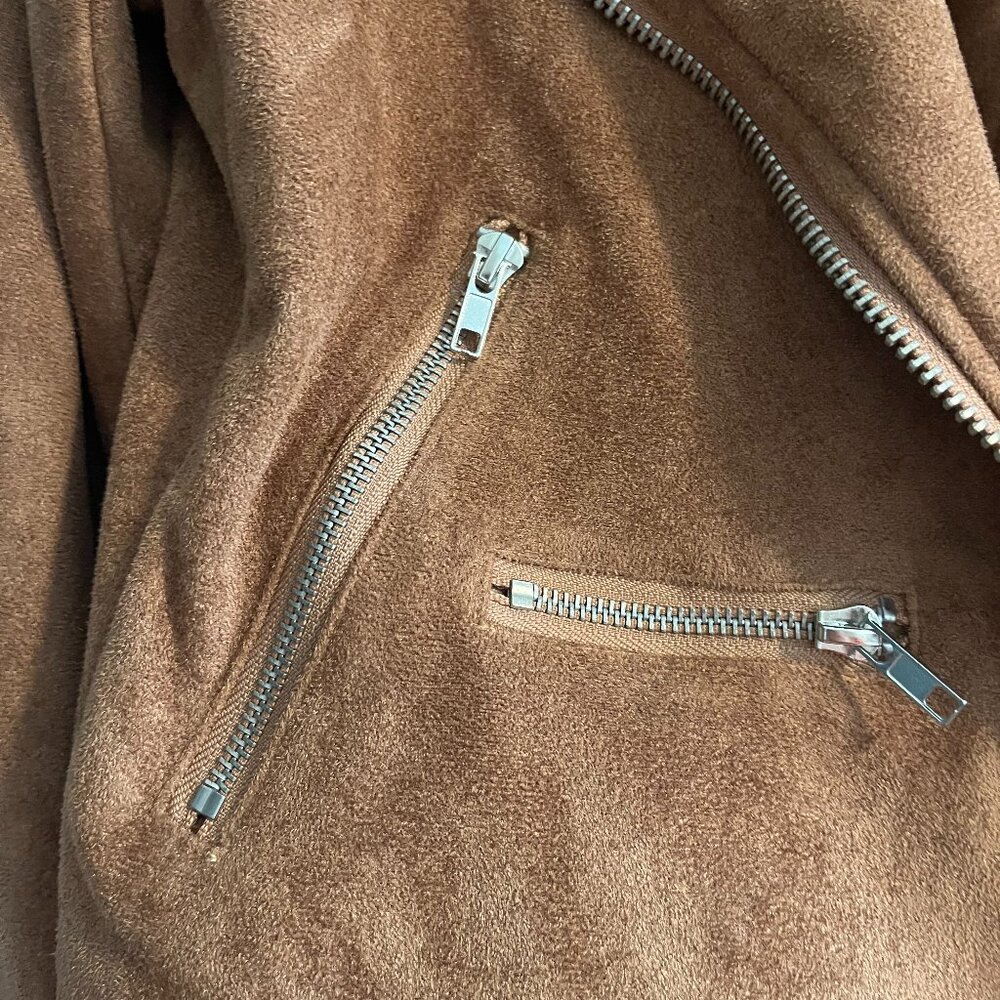 Lulus Suede with Love Tan Moto Jacket | Size M - Picture 6 of 10